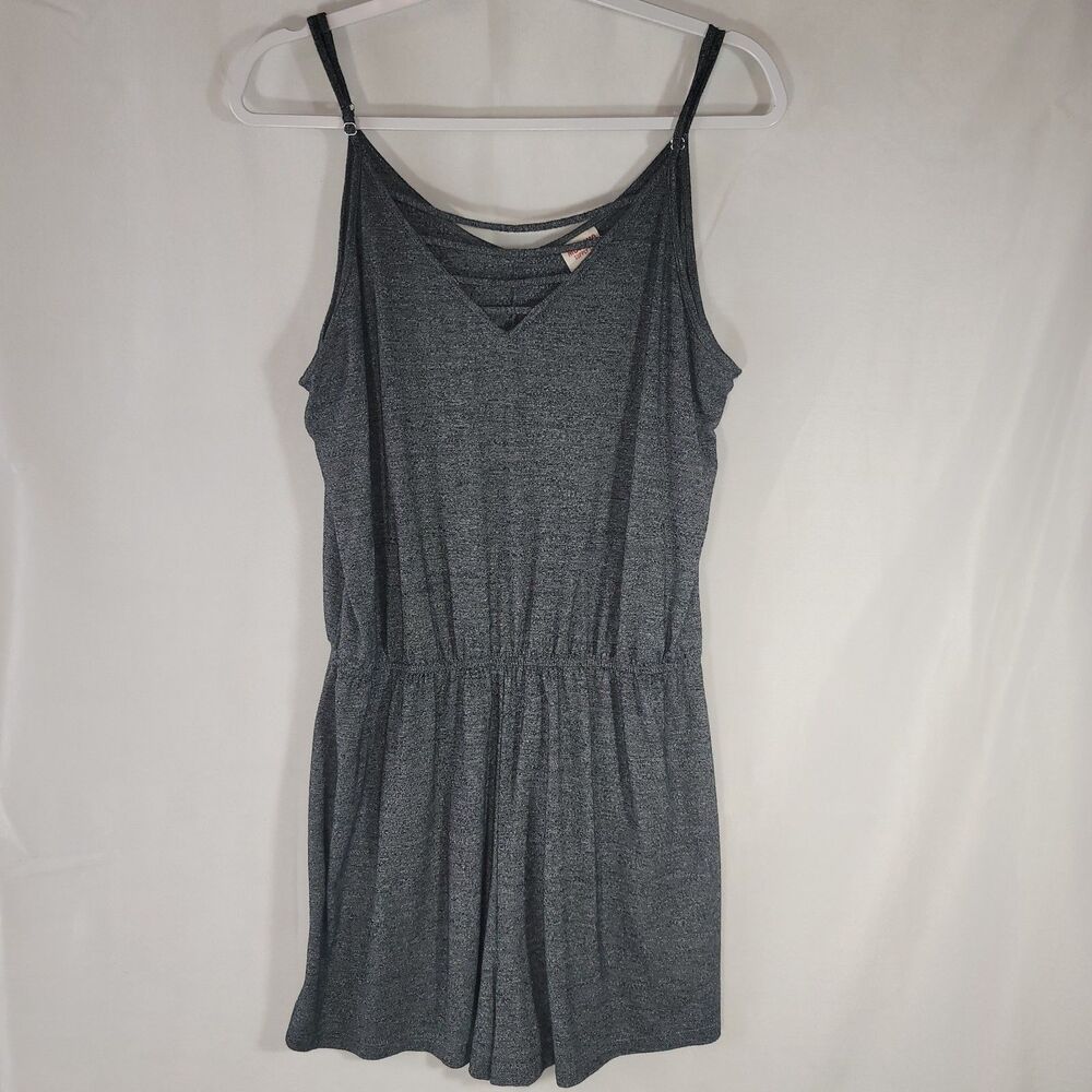 Mossimo Supply Co Womens Heather Gray Strappy V-Neck Caged Romper Size L